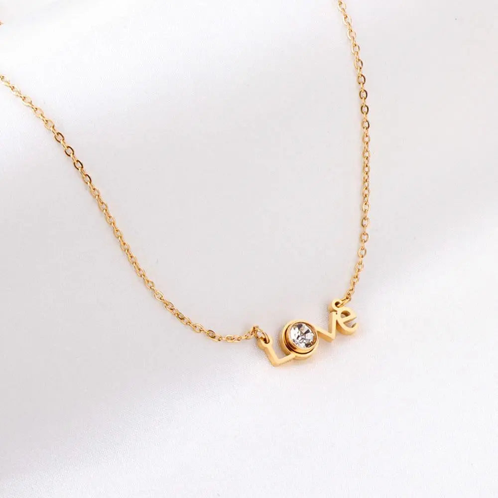 Love Letter Necklace Cubic Zirconia Rhinestone Pendant Necklace For Woman Gifts Wedding Party Jewelry Simple asonjewelry